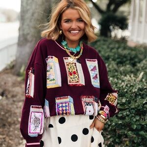 QUEEN OF SPARKLES Maroon Matchbox Sweatshirt Fly Custom